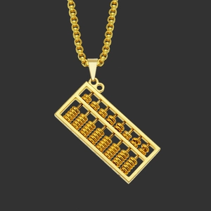 Hip Hop Gold Plated Abacus Pendant Necklace For Men Women Alloy Lucky Abacus Charm Twist Chain Streetwear Fashion Jewelry Gift