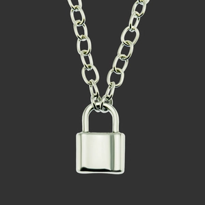 Padlock Pendant Necklace Alloy And Stainless Steel Simple Industrial Geometric Retro Streetwear For Men Women