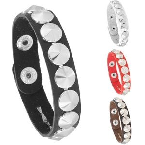 Bracelet en Cuir PU Punk Avec Rivets pour Hommes Femmes Gothic Rock Hip Hop Bracelet Manchette Réglable à Bouton Pression