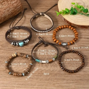 Guide détaillé des tailles pour le lot de 6 bracelets bohèmes en perles et cuir