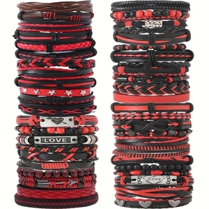 Vintage Braided Leather Bracelet Stackable Multi Layered Cross Cupid Arrow Metal Pendant Men Women Punk Ethnic Jewelry