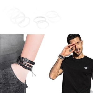 Retro multi-layer men's braided leather bracelet set with tree of life metal charm