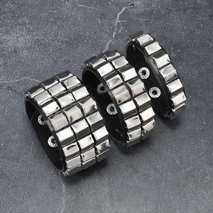 Punk Rock Leather Rivet Bracelet Geometric Metal Studded Wristband Adjustable Snap Jewelry For Men Women Daily Party Accessory