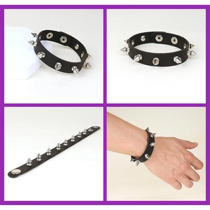 Ensemble de 3 bracelets punk en cuir PU avec clous argentés et étoiles pour hommes