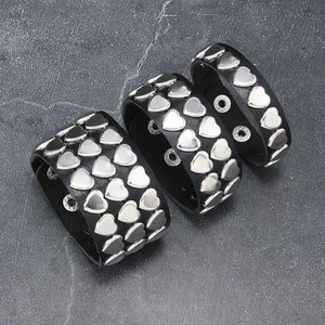 Punk Gothic Heart Rivet Leather Bracelet Adjustable Metal Stud Wide Cuff Bracelet For Men Women Rock Jewelry Accessory