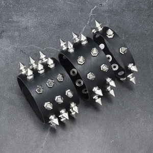 Punk Rock Leather Rivet Bracelet Adjustable Spike Studded Multi Layer Gothic Cuff Bangle For Men Women Streetwear Jewelry