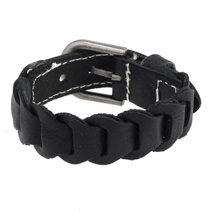 Bracciale Intrecciato in Cuoio di Mucca da Uomo Vintage Con Fibbia per Cintura in Lega Stile Punk Nero Gioielli Fatti a Mano
