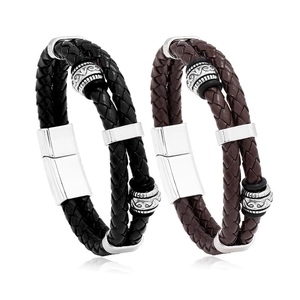 Dolagiges geflochtenes Lederarmband für Herren mit magnetischem Verschluss im Retro-Look