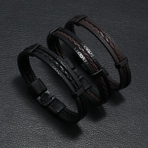 Men Retro Multilayer Braided PU Leather Bracelet With Alloy Magnetic Clasp Casual Punk Wristband Fashion Jewelry Gift For Men