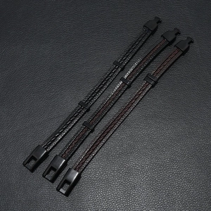 Three-piece set of men's vintage multi-layer braided leather bracelets with metal clasps