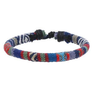 Handmade bohemian multi-color cotton woven friendship bracelet with geometric patterns