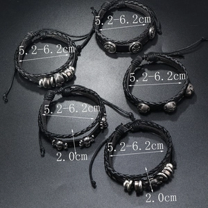Detail showing the adjustable 5.2-6.2cm inner diameter and 2.0cm width of black punk bracelets