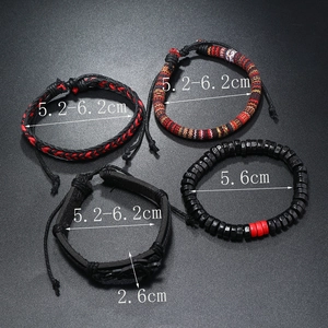 Tableau des tailles détaillé pour l'ensemble de bracelets en cuir bohème pour hommes