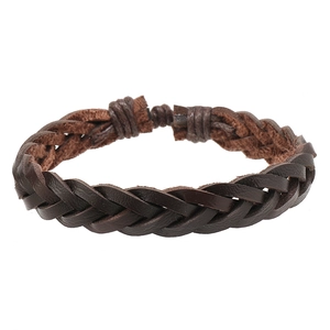 Set di 12 bracciali vintage in pelle intrecciata da uomo con chiusura a nodo scorrevole