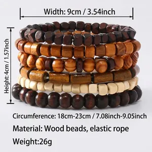 Größentabelle für das Holzperlen-Armband-Set mit Maßen und Materialspezifikationen