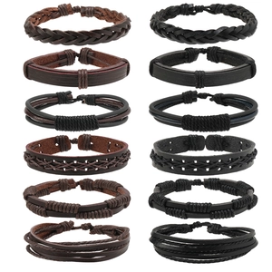 Bracciale Intrecciato in Pelle da Uomo Fatto a Mano Vintage Multistrato Cordino Cerato Pelle PU Regolabile Gioielli Casual Retro Per Uomo