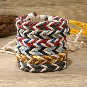 Hand-woven Cotton Wax Cord Bracelet For Men Women Adjustable Bohemian Braided Rope Friendship Bracelet Multicolor Jewelry Gift
