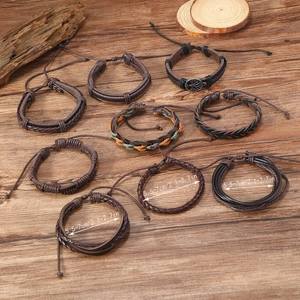 Lot de 8 bracelets vintage en cuir tressé avec pendentif Arbre de Vie pour hommes