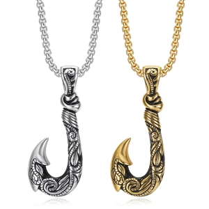 Collier Pendentif Hameçon en Acier Inoxydable Vintage pour Homme Maori Matau Tribal Totem Or Argent Noirci Bijoux Ethniques Cadeau