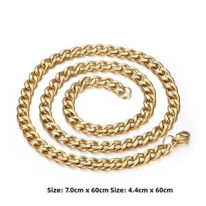 Détails de colliers gourmettes hip hop plaqués or en largeurs 7mm et 4mm