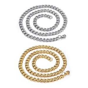 Collier Chaîne Gourmette en Acier Titane Hip Hop pour Hommes Femmes Plaqué Or Argent Collier Ras du Cou NK Bijoux