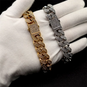 Collane a catena cubana hip-hop con finitura oro e argento e strass scintillanti