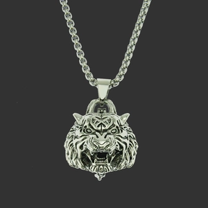 Vintage Tiger Head Cremation Urn Pendant Necklace For Men Stainless Steel Box Chain Alloy Rhinestone Memorial Jewelry