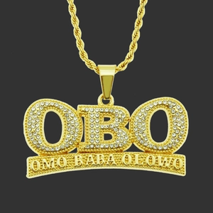 Hip Hop Punk Legierung Strass OBO Buchstabe Anhänger Halskette Für Herren Gold Silber Galvanisiert Seilkette Mode Schmuck