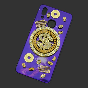 Traditional Chinese Style Alloy Gold Lucky Charms Abacus Coin Ingot Rhinestone DIY Craft Jewelry Making Phone Case Decor