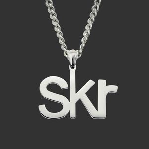 Collier Pendentif Lettre SKR Pour Hommes Femmes Acier Inoxydable Hip Hop Streetwear Argent Chaîne Cubaine Bijoux Cadeau
