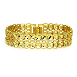 Men's Domineering Hip Hop Hollow Wide Bracelet Gold Silver Plated Alloy Rhinestone Geometric Star Punk Bangle Jewelry