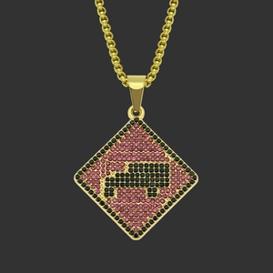 Collier Hip Hop Pour Hommes Avec Pendentif Voiture En Alliage D'Or Et Strass Chaîne Box Mode Urbaine Bijoux