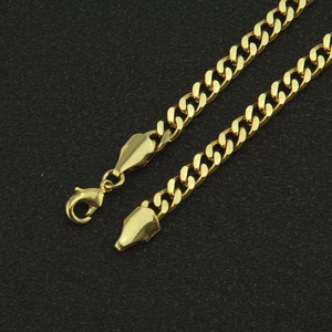 Collana a catena cubana d'oro lucido con chiusura a moschettone in stile hip hop