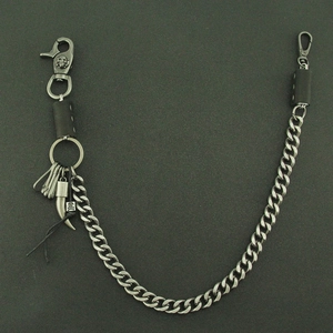 Retro Punk Skull Metal Pant Chain For Men Hip Hop Zinc Alloy Iron Waist Chain With Ox Horn Pendant Distressed Jewelry