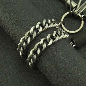 Retro skull denim belt chain for men in vintage gray punk style cuban link design
