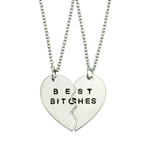Collane con Ciondolo a Forma di Cuore in Lega di Zinco e Ferro Best Friend con Lettere Incise Accessorio per Gioielli Semplici Argento