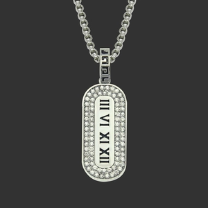 Fashion Roman Numeral Pendant Necklace Alloy Rhinestone Inlaid Box Chain Elegant Jewelry Accessory For Women Men Party Gift
