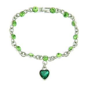 Bracciale da Donna in Lega di Strass con Ciondolo a Cuore Placcato Argento Strass Colorati Gioielli con Pendente