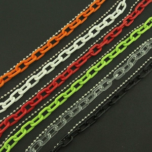 Colorful multi-layer belt chains with vibrant plastic and silver bead links for jeans