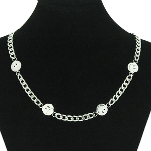 Stainless Steel Smiley Face Pendant Necklace For Men Women Hip Hop Streetwear Silver Multi Emoji Expression Pendant Cuban Link Chain Jewelry