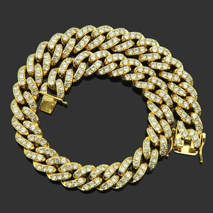 Hip Hop Miami Cuban Link Chain Necklace For Men Women Copper Zirconia Iced Out Punk Style 13mm Wide Jewelry Gift