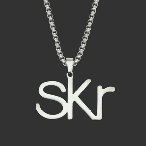 Hip Hop Stainless Steel SKR Letter Pendant Necklace For Men Silver Box Chain Streetwear Fashion Jewelry Accessories