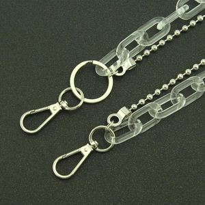Candy colored acrylic and silver bead chain accessory with dual lobster clasps