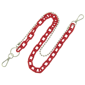 Cool candy red acrylic and silver bead double-layer trouser chain with lobster clasp