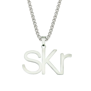 Gepolijste roestvrijstalen SKr letter hanger ketting met box ketting voor heren