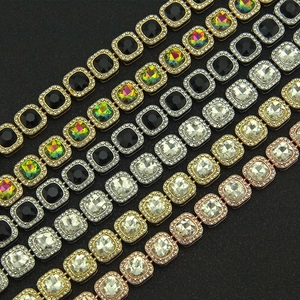 Bracciale hip hop con strass quadrati e placcatura in metallo argento e oro per uomo