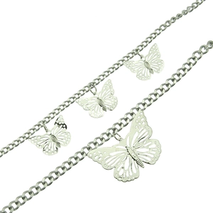 Silver hollow butterfly layered metal chain for jeans and hip hop street style outfits