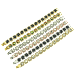 Bracciali hip hop con diamanti quadrati in oro argento e oro rosa per uomini e donne