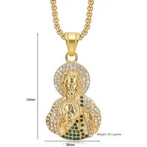 Vue détaillée du pendentif Saint Jude montrant les dimensions de 53 mm sur 28 mm