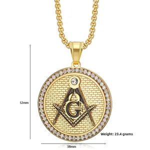 Détail du pendentif Maçon G avec dimensions de 52mm par 38mm et un poids de 23,4g
